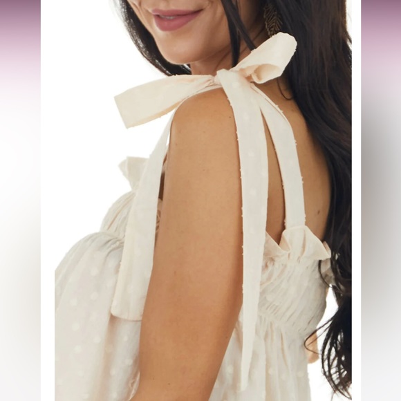 Limelush &merci cream Swiss dot tank top new S - Picture 2 of 11